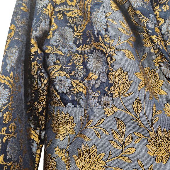 Guillaume Womens Floral Blue, Gold Blazer Jacket Size L - Picture 6 of 10